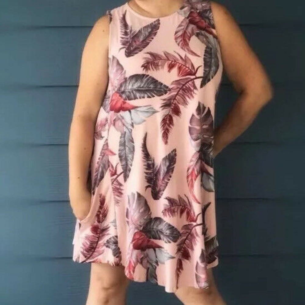 Lara Fashion Sleeveless Swing Dress Pockets